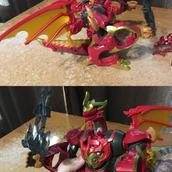 BAKUGAN TOY LOT SPINMASTER DRAGONOID INFINITY W WINGS YELLOW DRAGONOID RED PYRUS - Picture 2 of 10